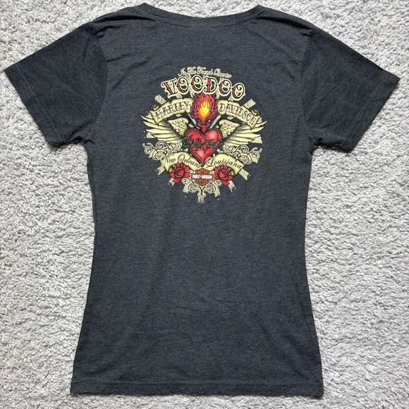 Harley Davidson Shirt Womens Small Short Sleeve Tee Bling Motorcycles Voodoo HD - Picture 4 of 5
